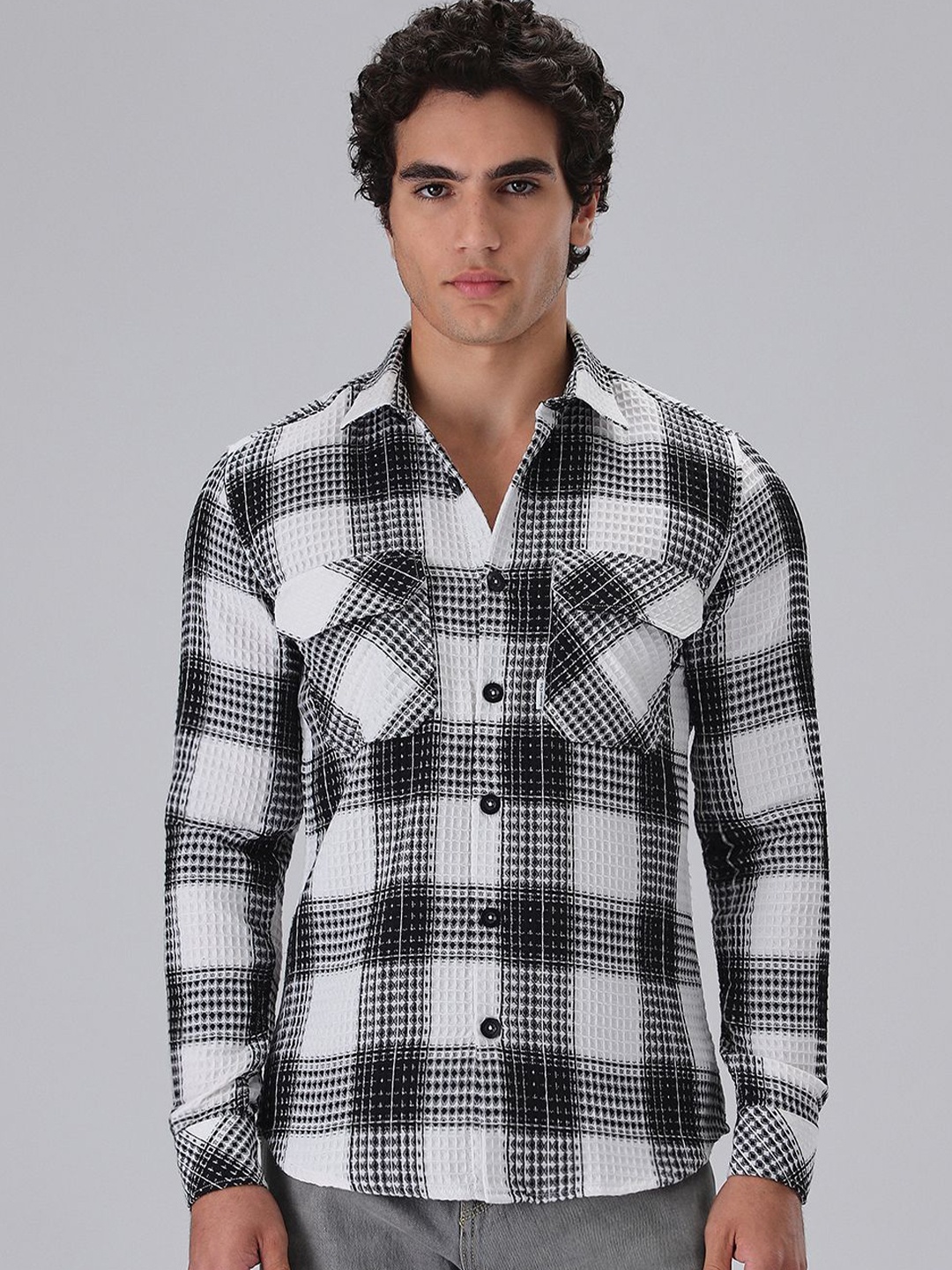 

Banana Club Men Classic Slim Fit Tartan Checks Opaque Checked Casual Shirt, White