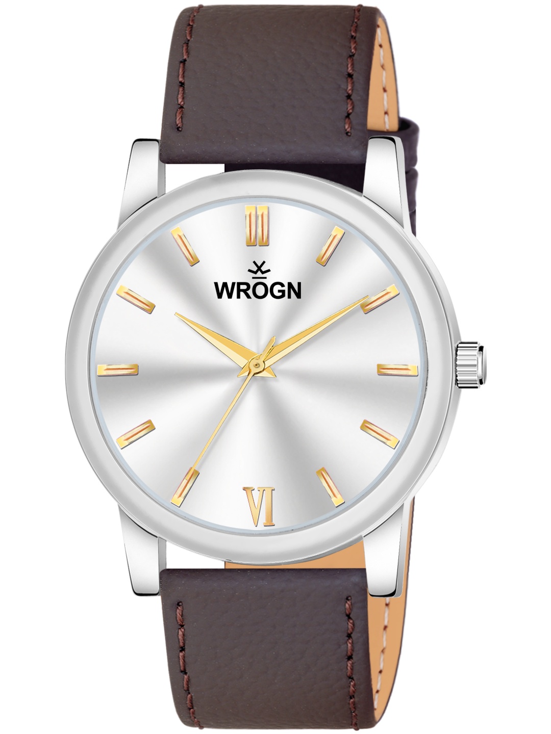 

WROGN Men Analog Watch & Leather Bracelet Gift Set, Silver