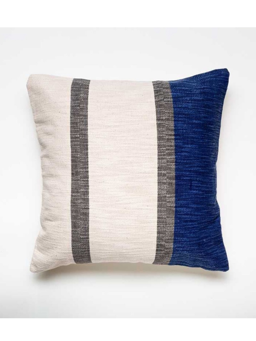 

Aura Beige & Blue Striped Woven Design Square Cushion Cover