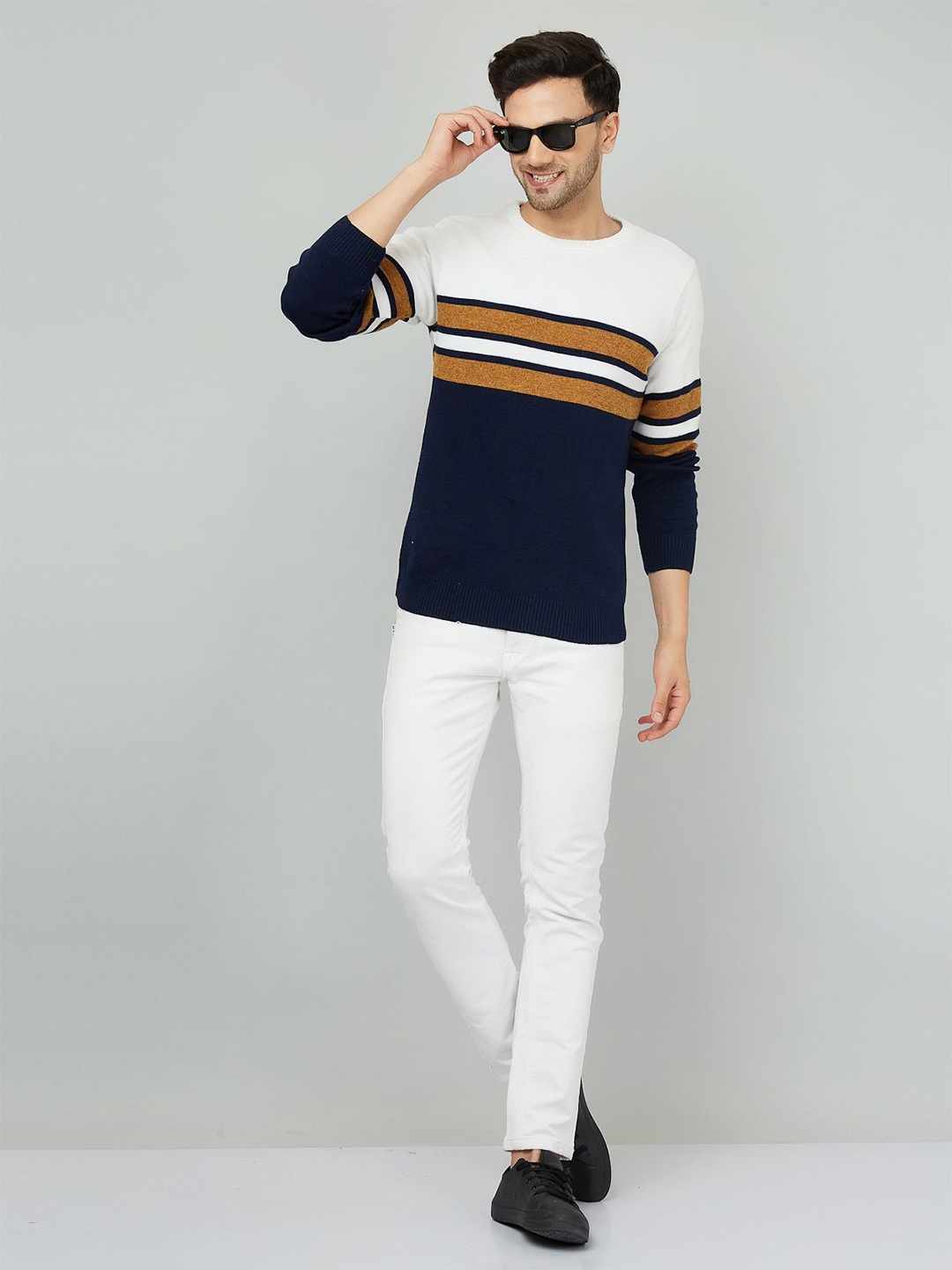 

Kveto style redefined Men Colourblocked Pullover, White