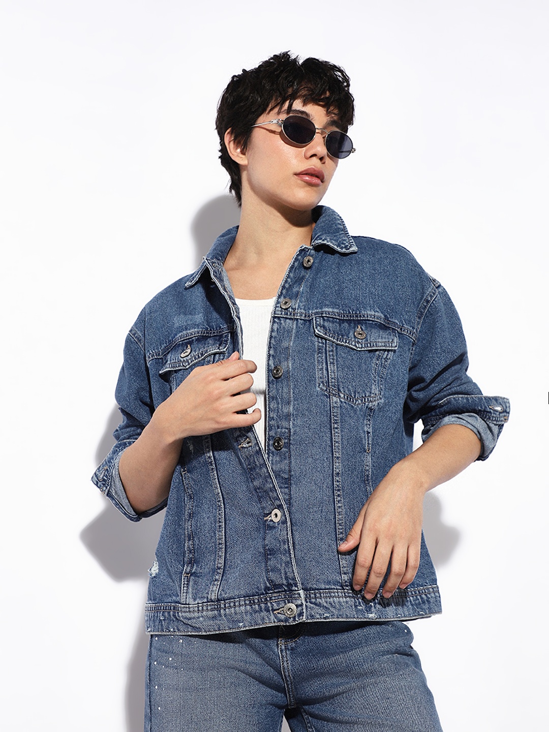 

ONLY Women Washed Denim Jacket, Blue