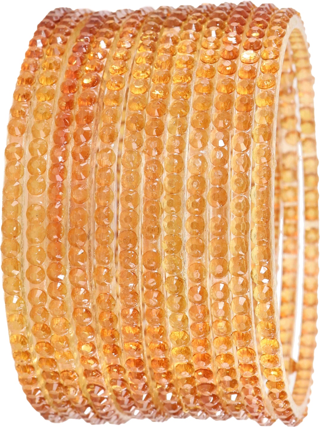 

LAVAZZA Set Of 12 Crystals Stone-Studded Bangles, Peach