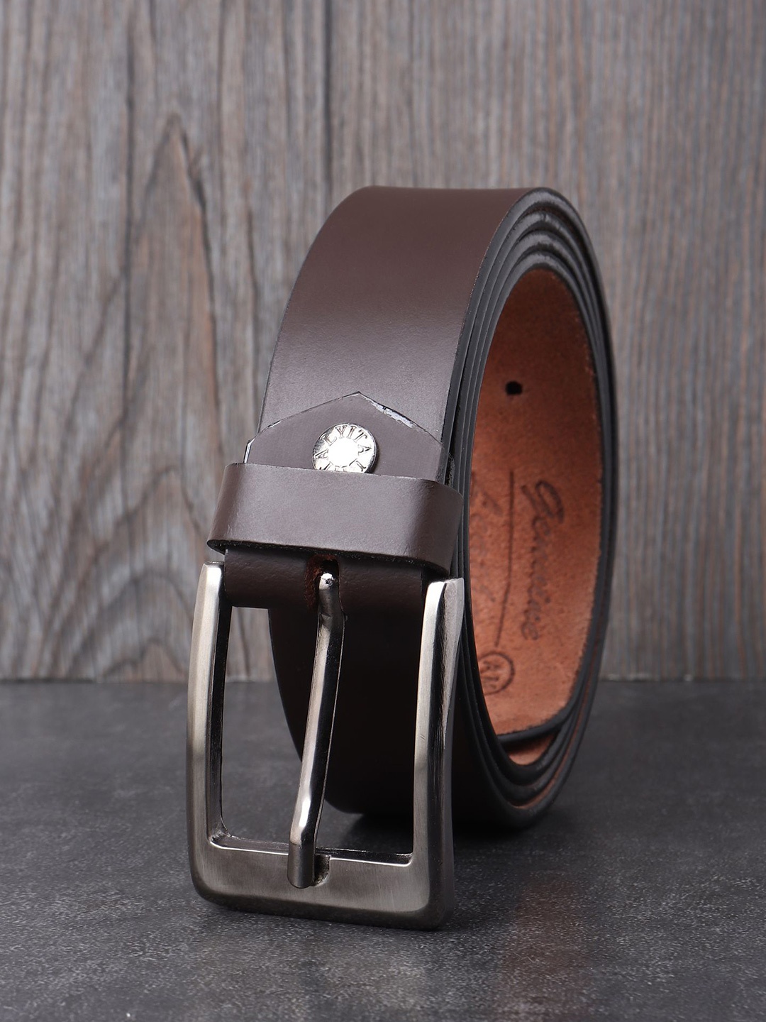 

Metronaut Men Textured Leather Reversible Formal Belt, Brown