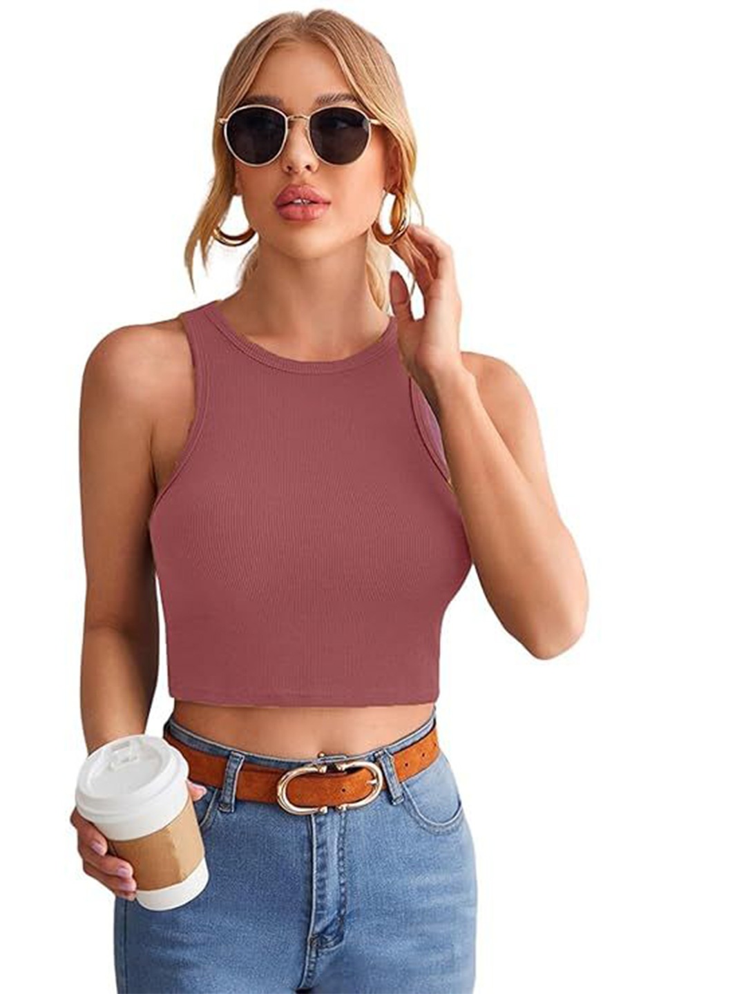 

KASHIAN Tank Crop Top, Rust