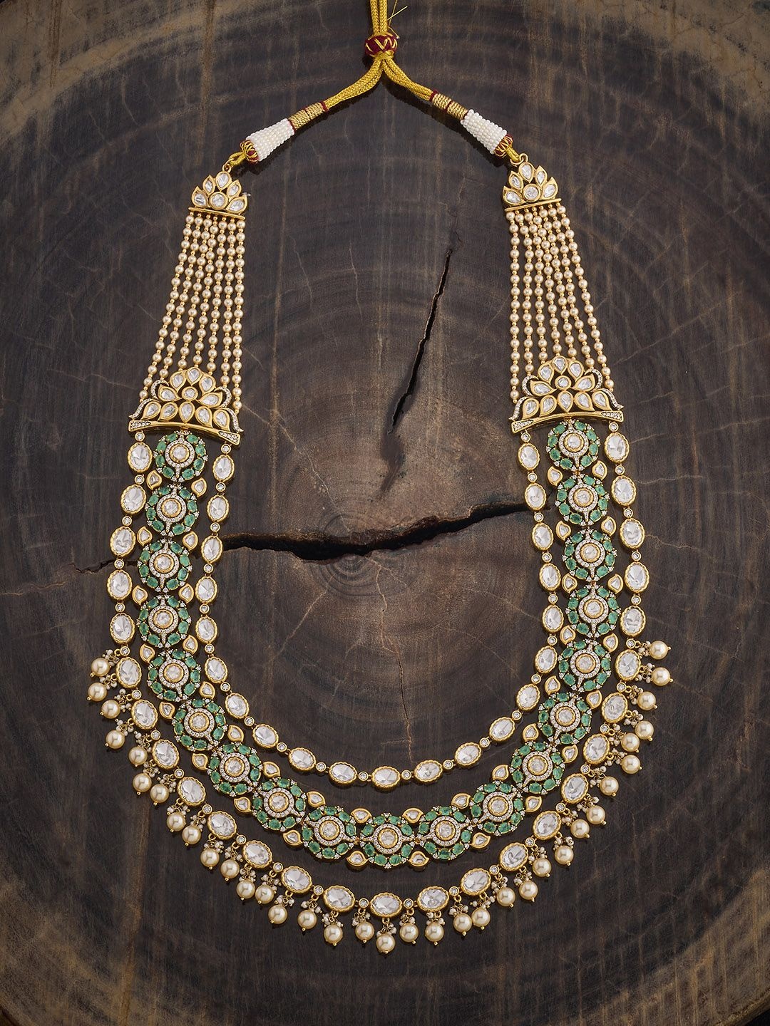 

Kushal's Fashion Jewellery Copper Mint Victorian-Plated Kundan Necklace, Gold