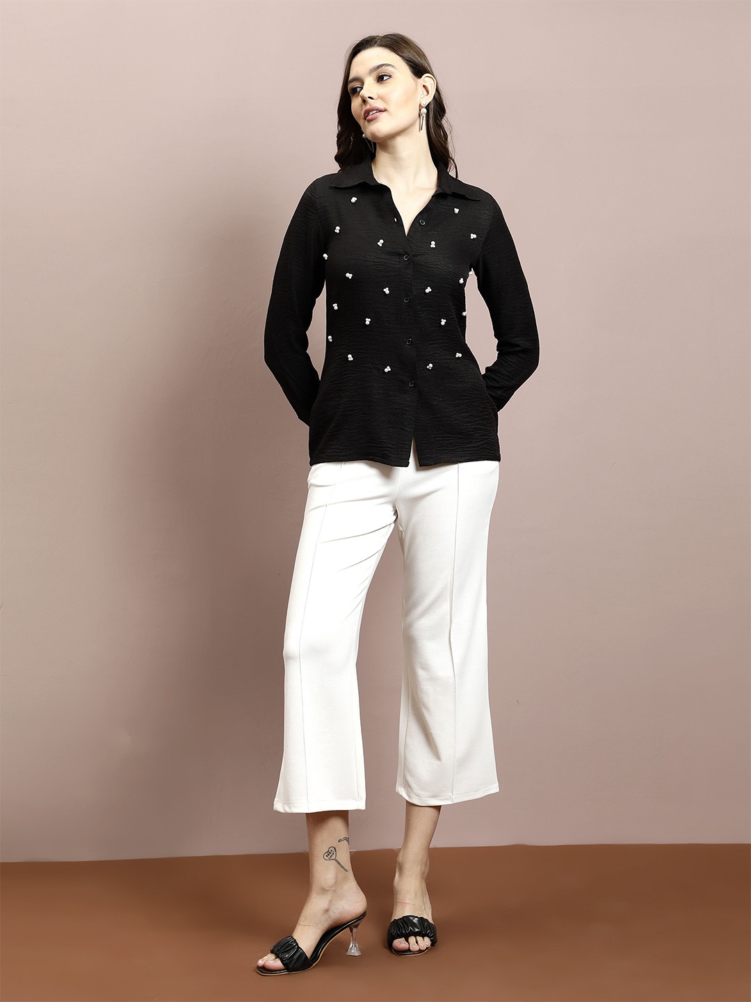 

Athena Women Relaxed Opaque Party Shirt, Black