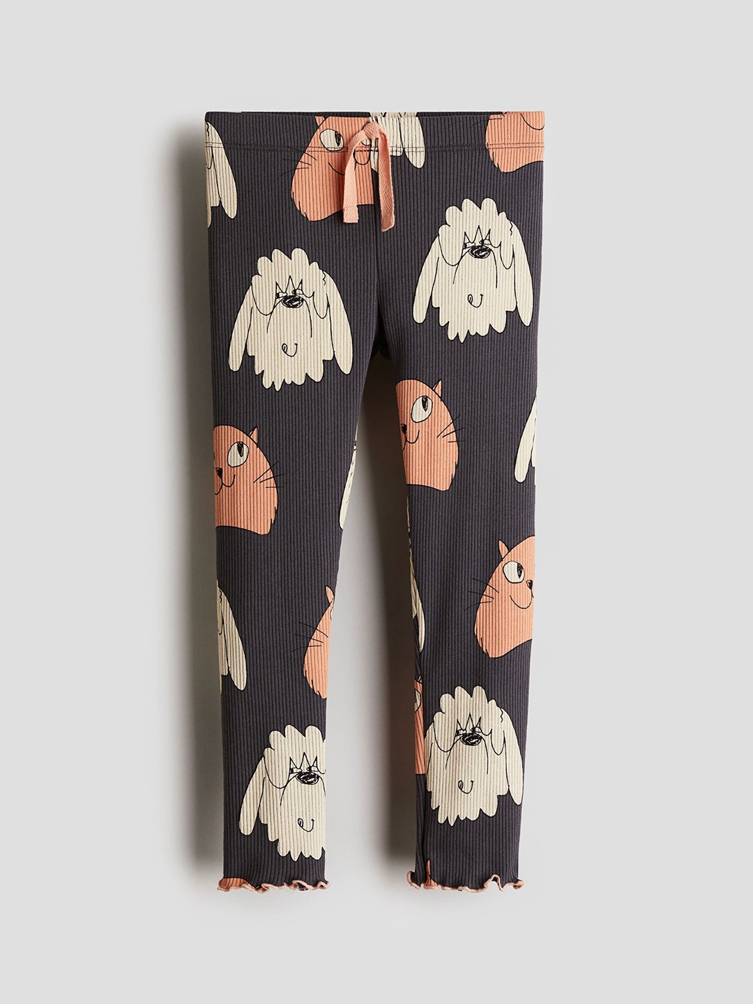 

H&M Printed Cotton Leggings, Grey