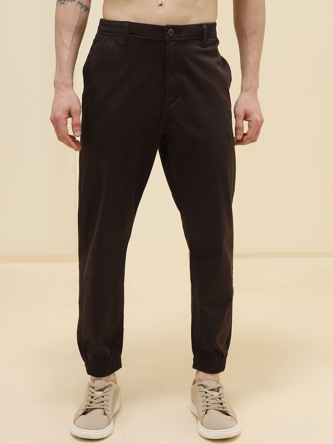 

XABIRI Men Slim Fit Joggers Trousers, Coffee brown