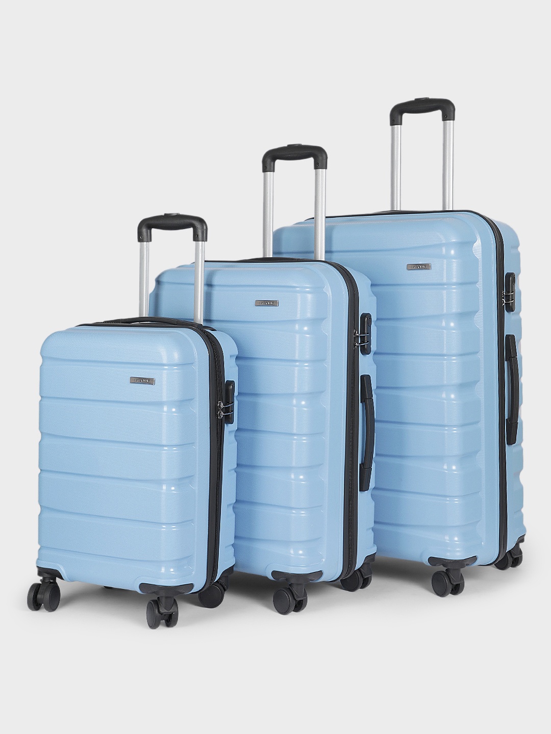 

Teakwood Leathers India Set of 3 360-Degree Rotation Hard Sided Trolley Bag-191L, Blue