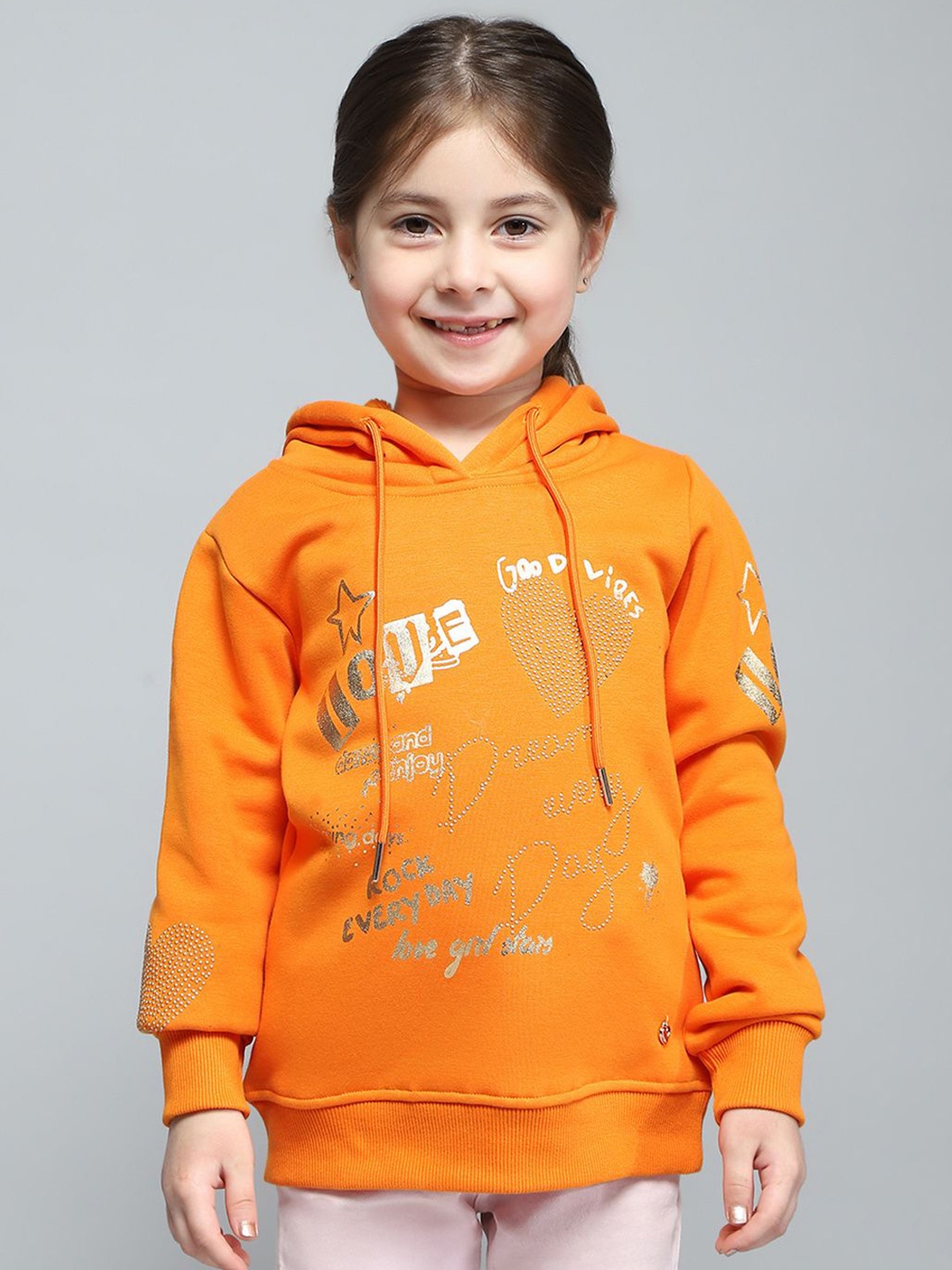 

Monte Carlo Girls Printed Hooded Sweatshirt, Orange