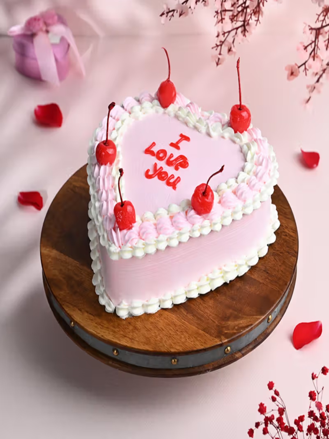 

Floweraura Strawberry Eggless Heart Shape Cake - 1Kg, Pink