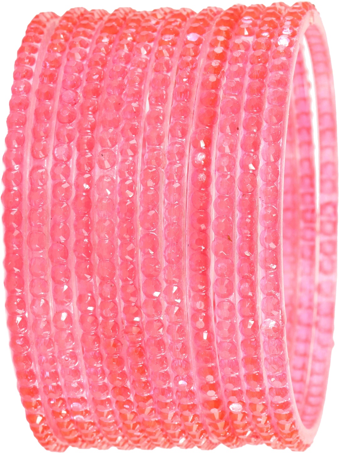 

LAVAZZA Set Of 12 Textured Crystal Studded Bangles, Rose