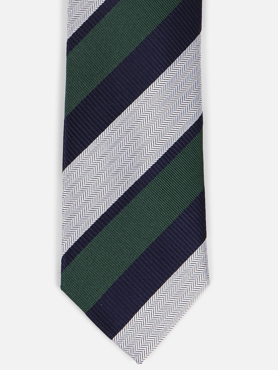 

Louis Philippe Men Striped Broad Tie, Green
