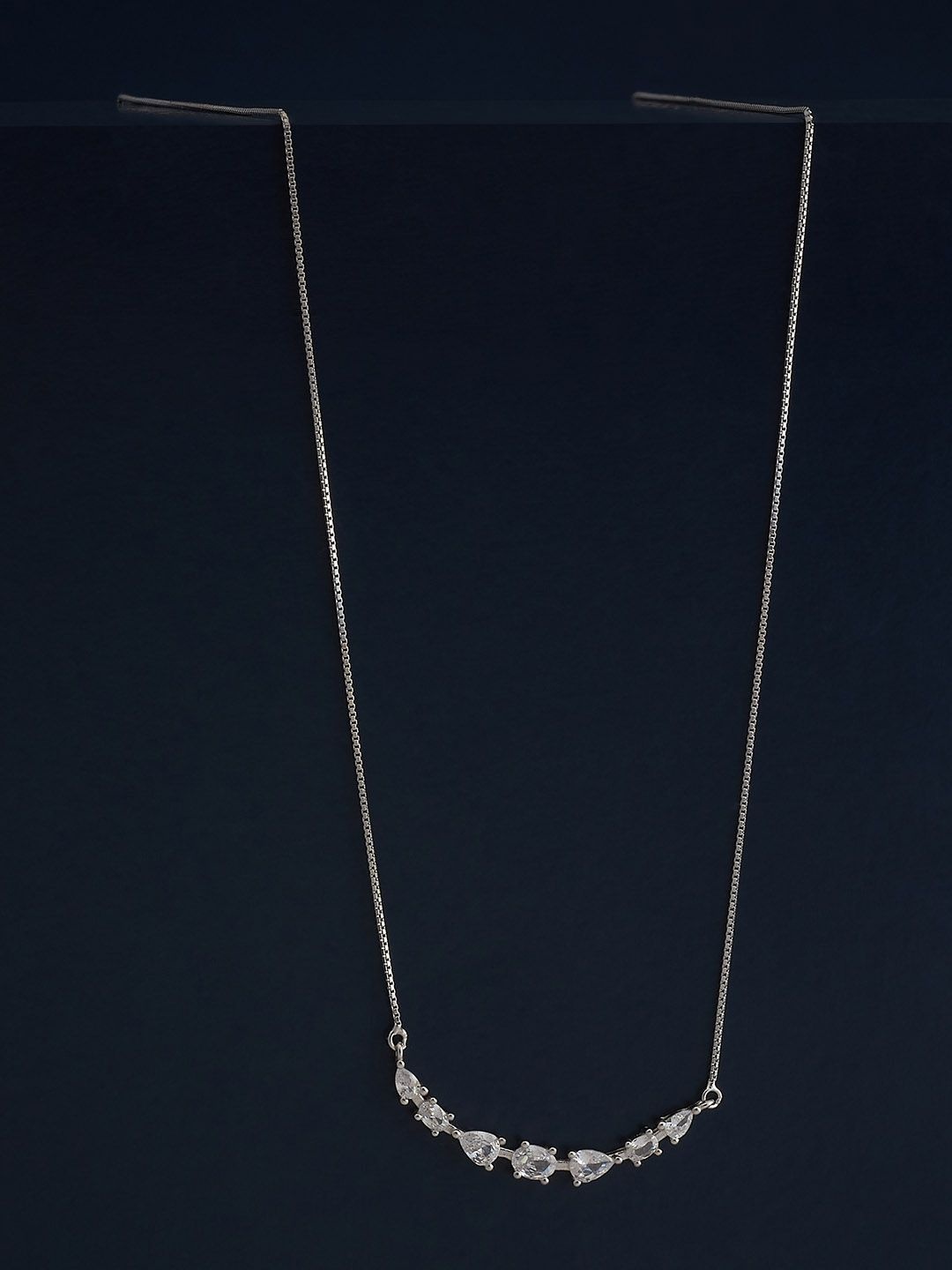 

Kushal's Fashion Jewellery 92.5 Silver Rhodium-Plated Zirconia Studded Necklace