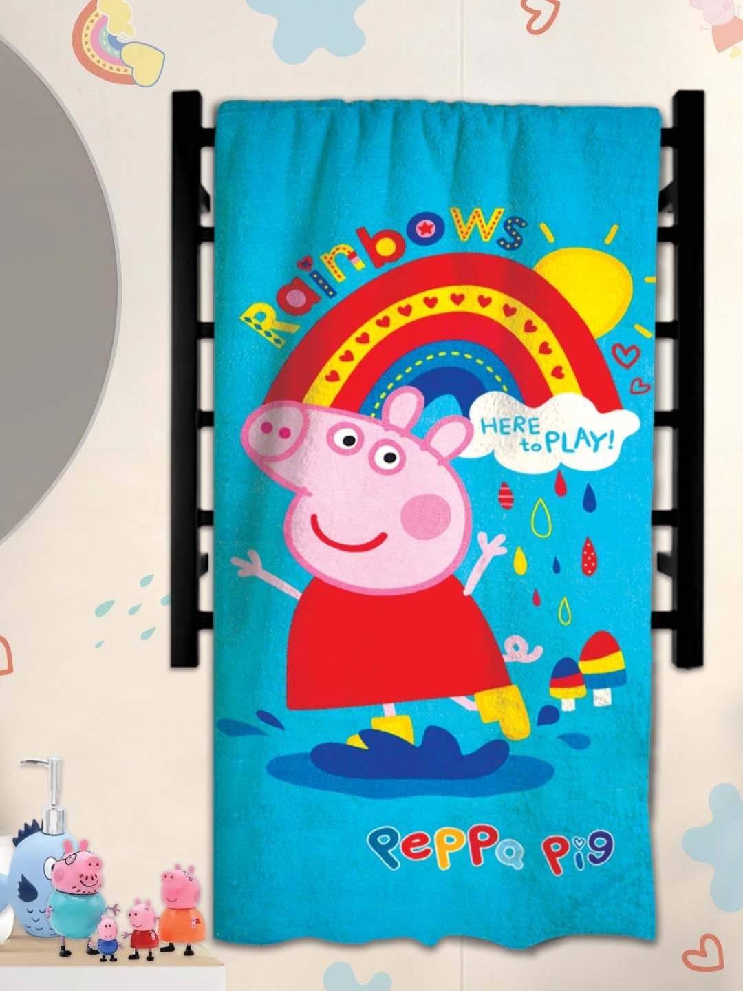 

Athom Living Blue & Pink 1 Printed Cotton 350 GSM Bath Towel
