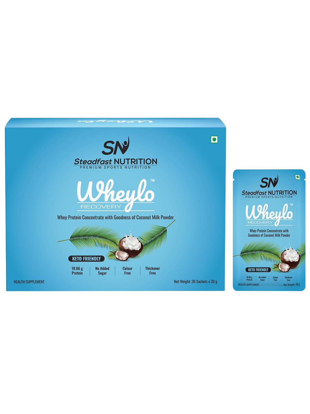 

Wheylo Whey Protein Concentrate With Coconut Milk Powder 30 Sachets 900g, Green