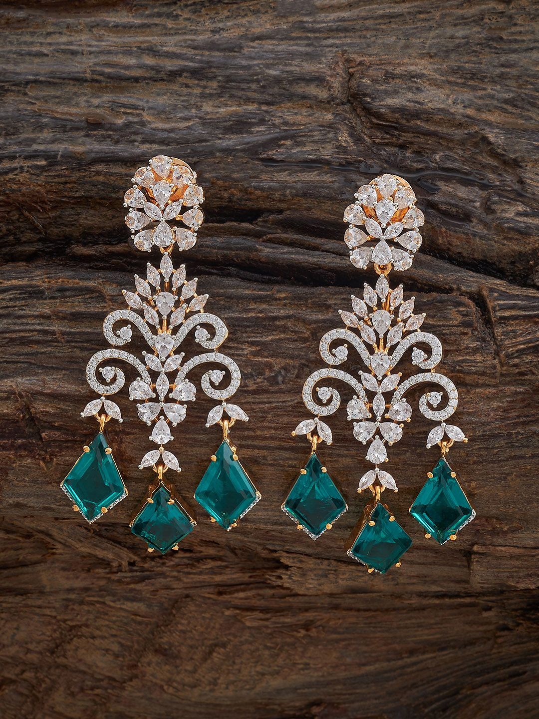 

Kushal's Fashion Jewellery Ruby Classic Cubic Zircon Drop Earrings, White