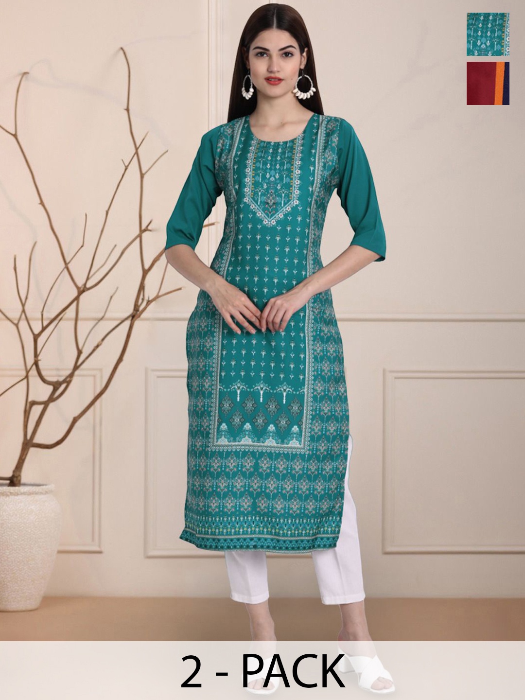 

Moda Rapido Women Ethnic Motifs Printed Floral Crepe Kurta, Multi