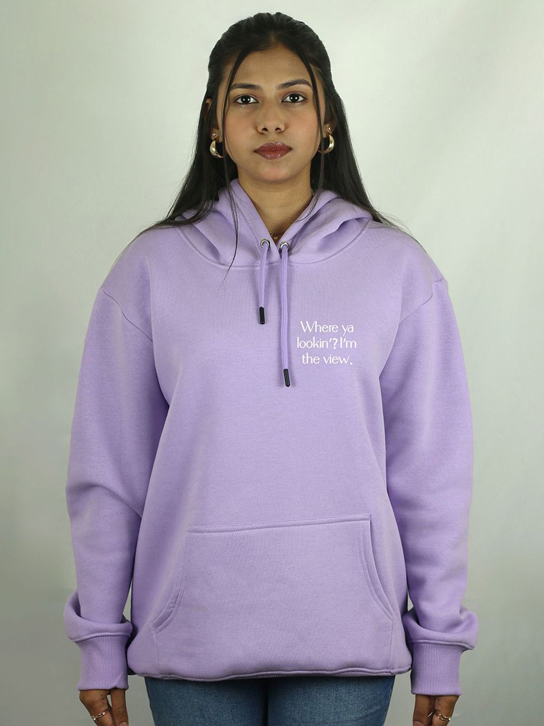

EKSDEE Women Printed Hooded Sweatshirt, Lavender