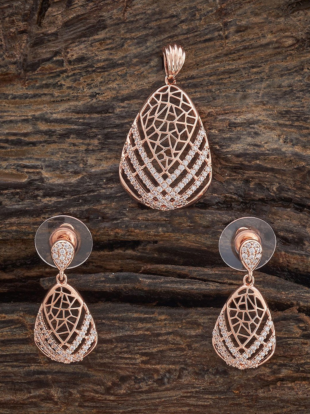 

Kushal's Fashion Jewellery White Rose Gold-Plated Zirconia-Studded Jewellery Set