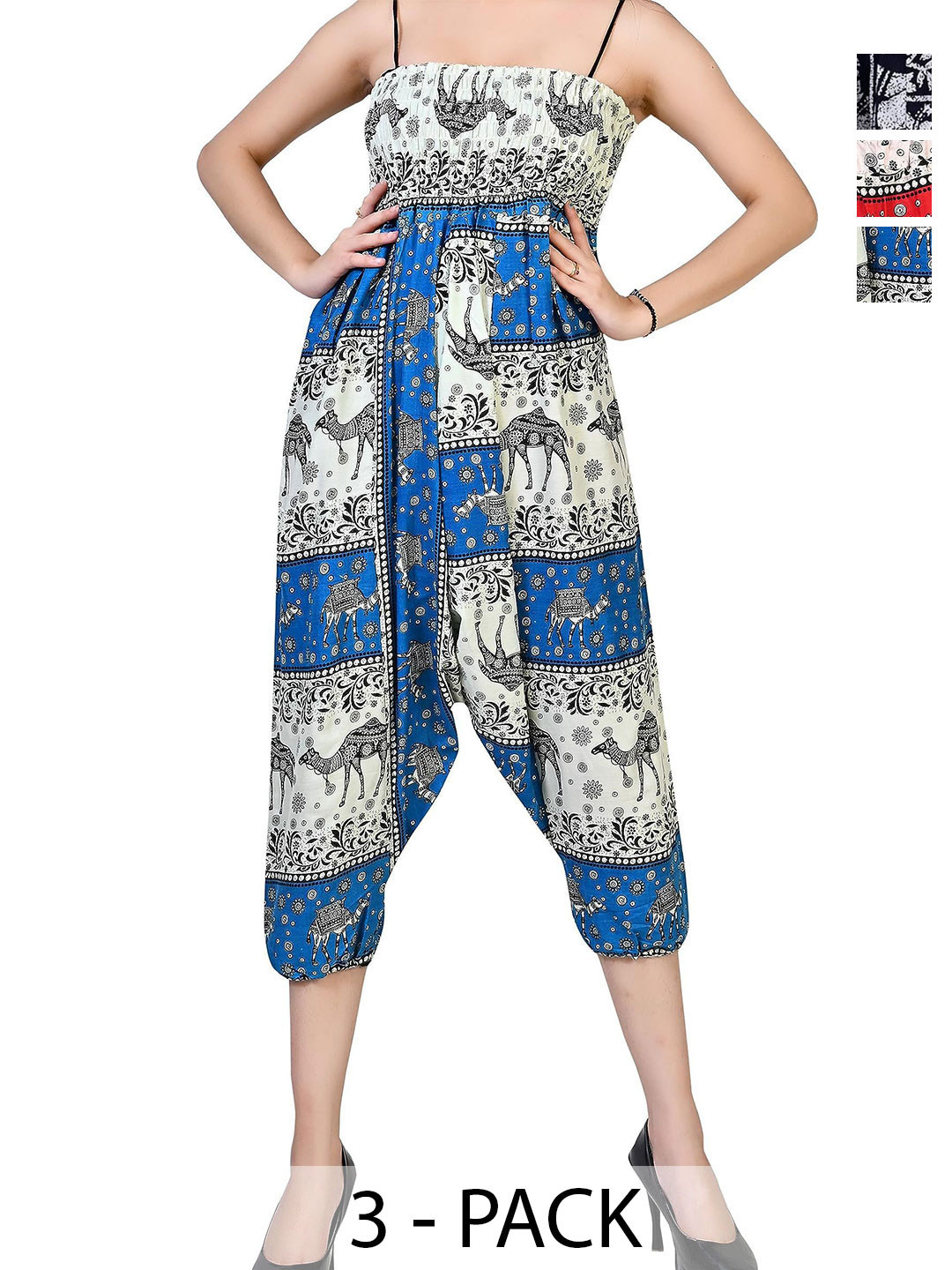 

NarNari Women Pack Of 3 Printed Harem Pant, Blue