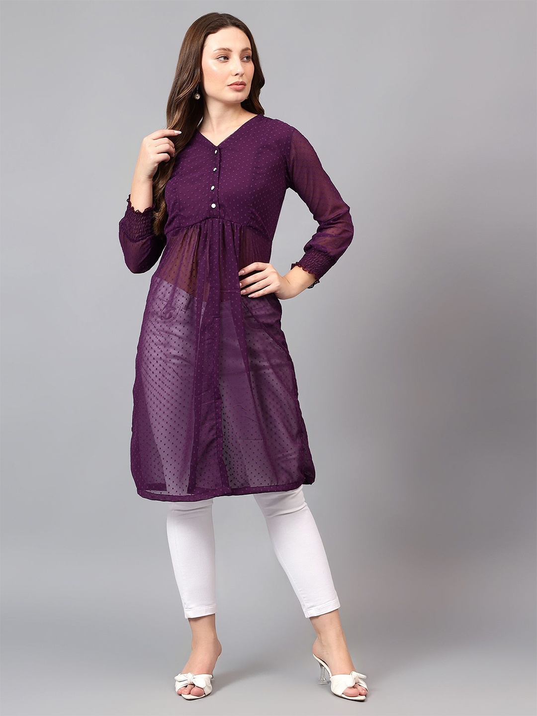 

BAESD Women Georgette A-Line Dress, Purple