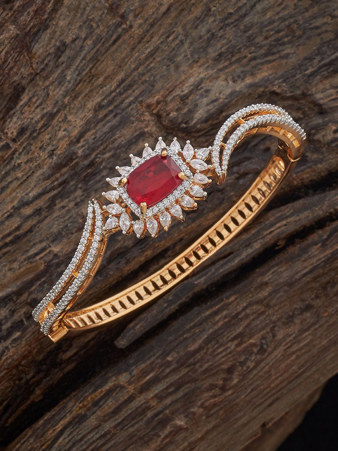 

Kushal's Fashion Jewellery Gold-Plated Zircon-Studded Bangle