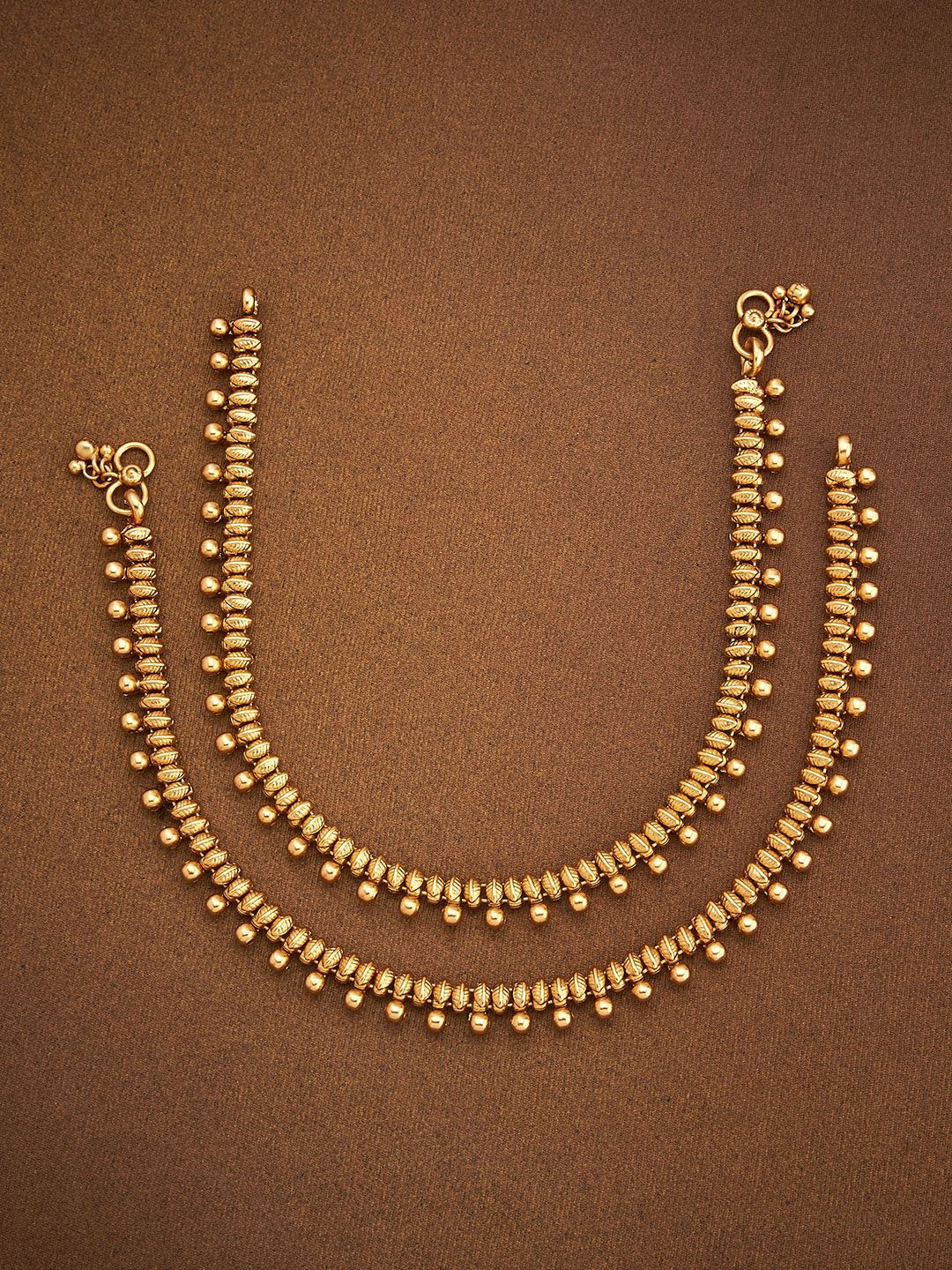 

Kushal's Fashion Jewellery Gold-Plated Antique Anklet
