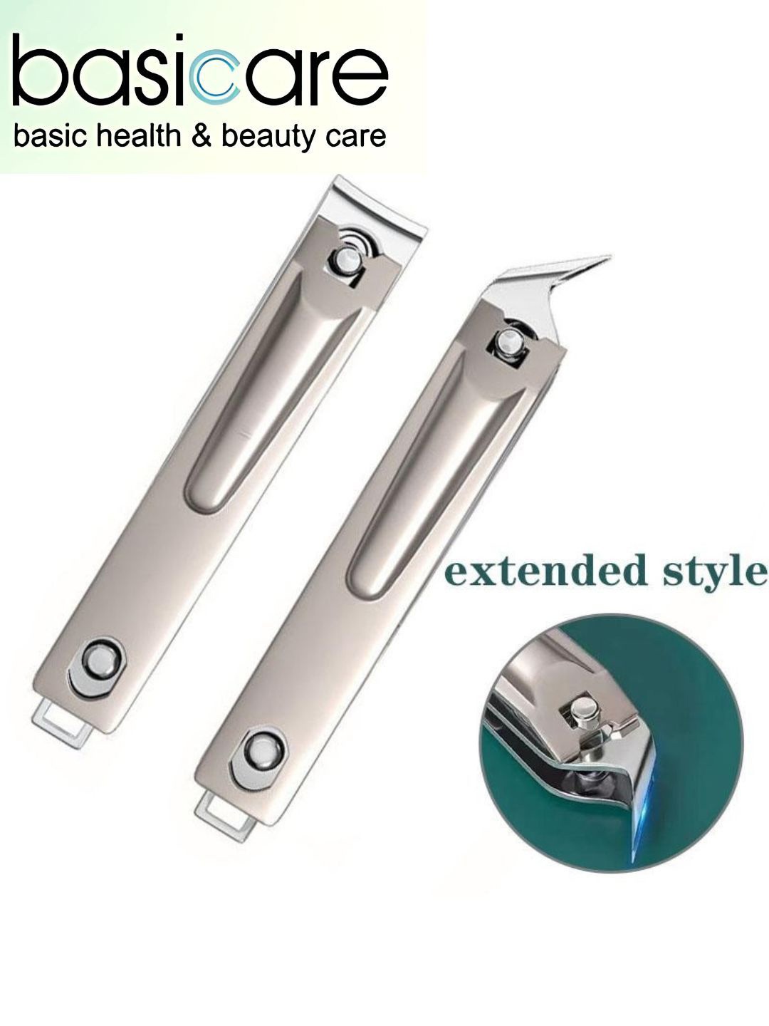 

basicare Set Of 2 High Quality Nail Clippers, Silver