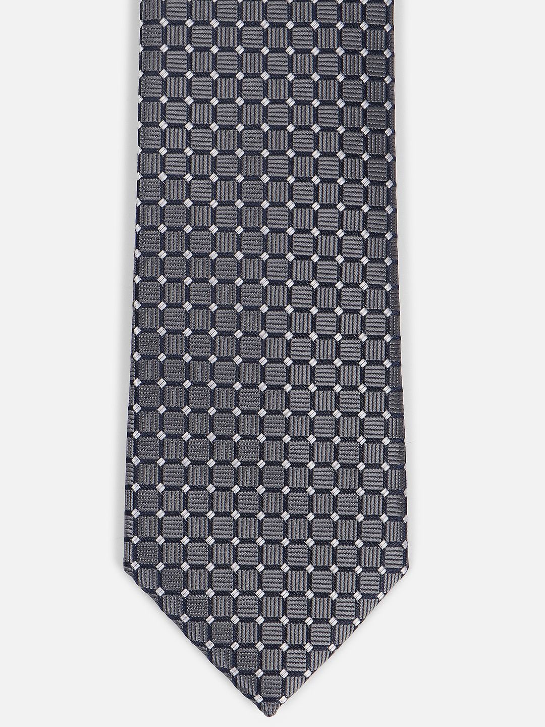 

Louis Philippe Men Checked Broad Tie, Grey