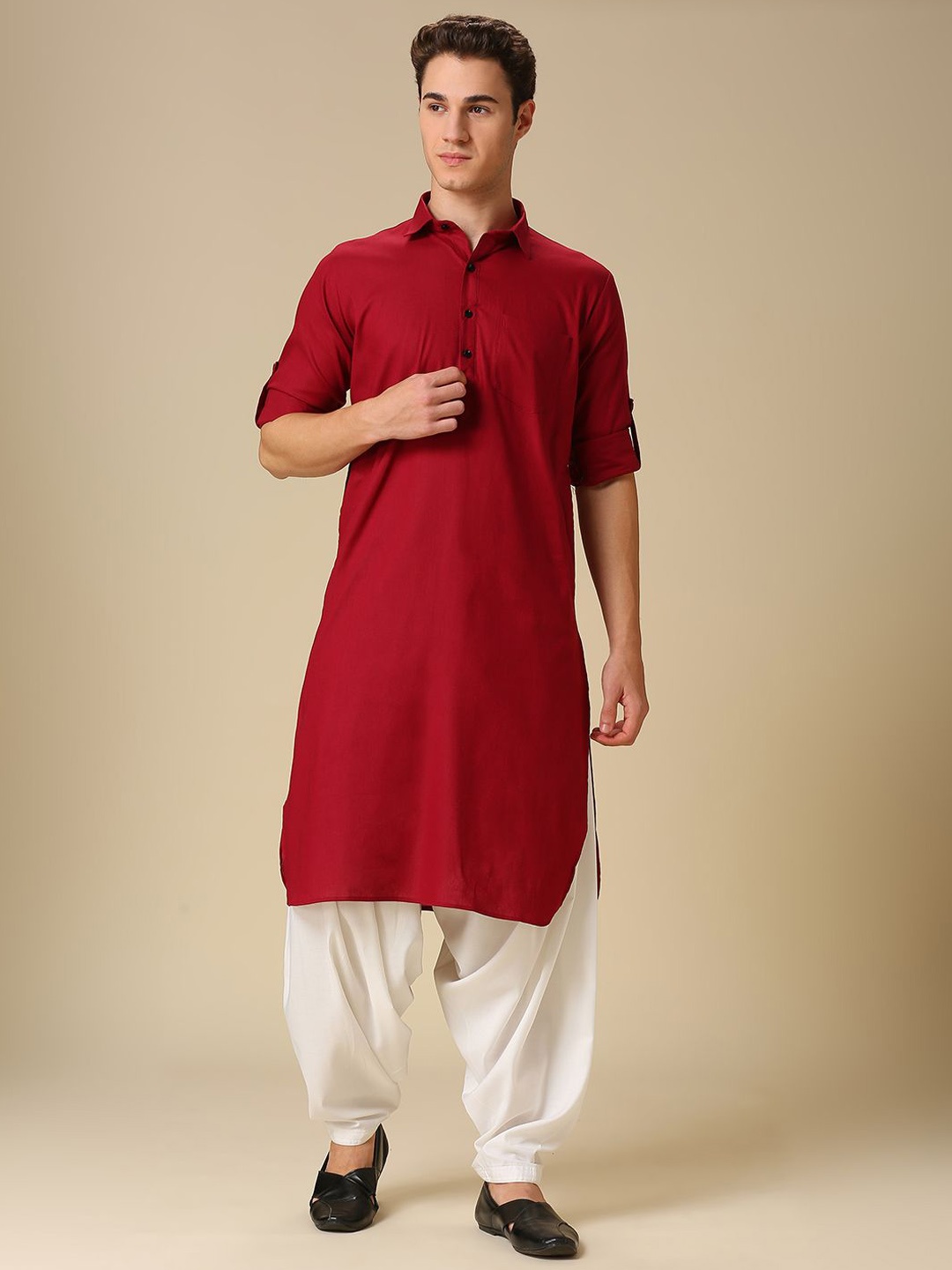 

RAJUBHAI HARGOVINDAS Men Pathani Kurta, Maroon