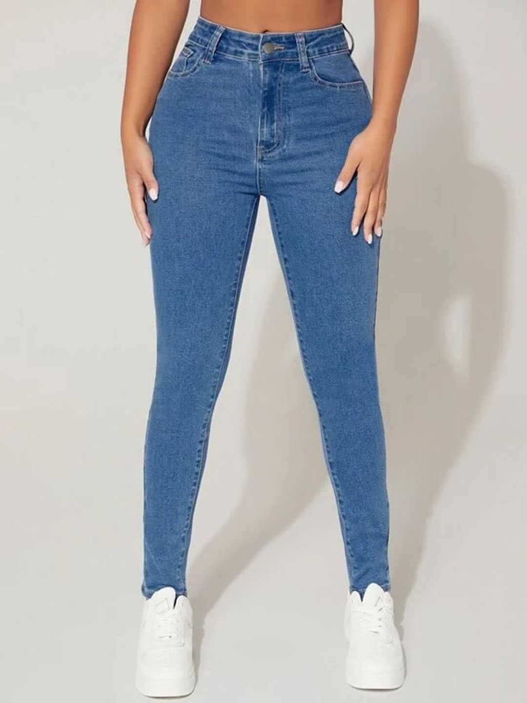 

KASHIAN Women Jean Boyfriend Fit High-Rise Stretchable Jeans, Blue