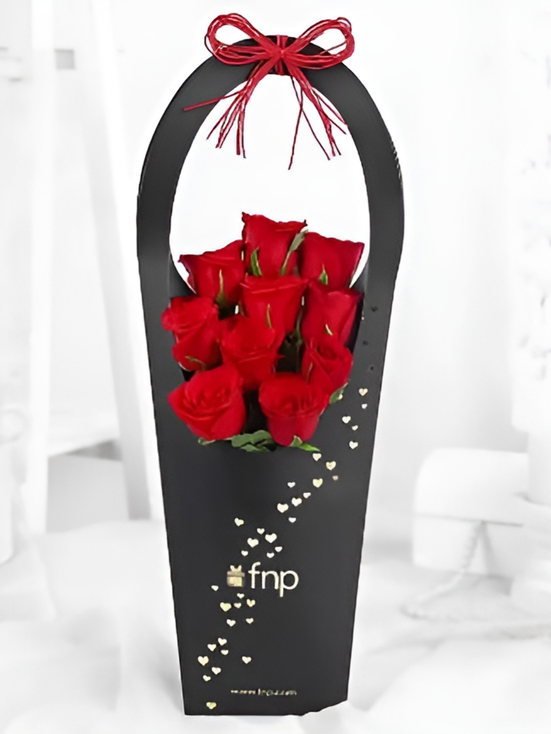 

fnp Bunch of 10 Red Premium Fresh Roses Bouquet for Valentine's