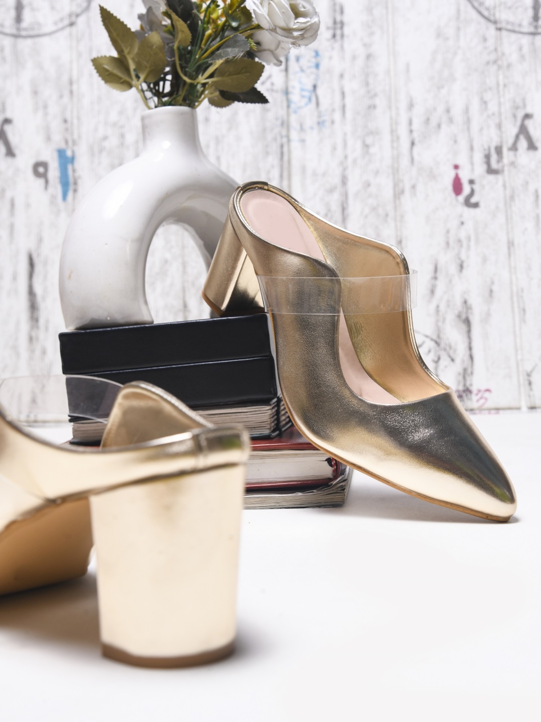

TRYME Ethnic Block Mules, Gold
