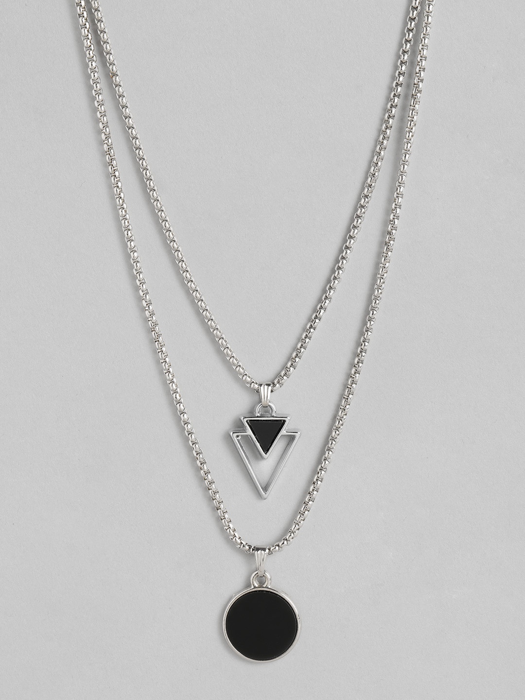 

PARIS HAMILTON Unisex Set Of 2 Silver-Plated Oxidised Necklace