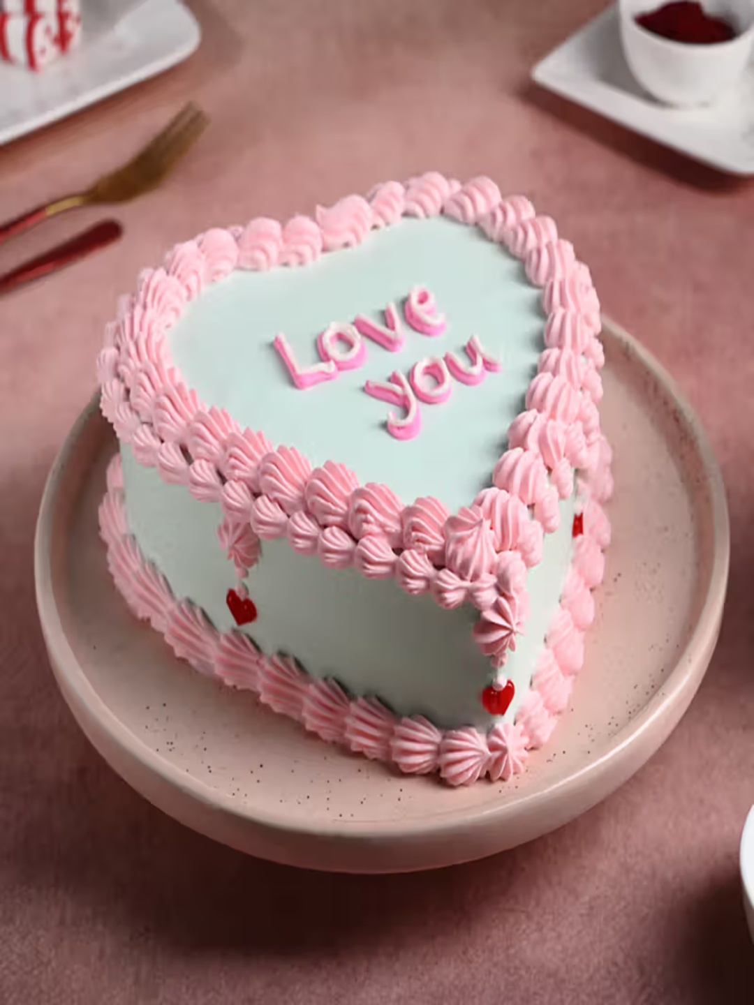 

Floweraura Strawberry Eggless Heart Shape Cake - 1.5Kg, White