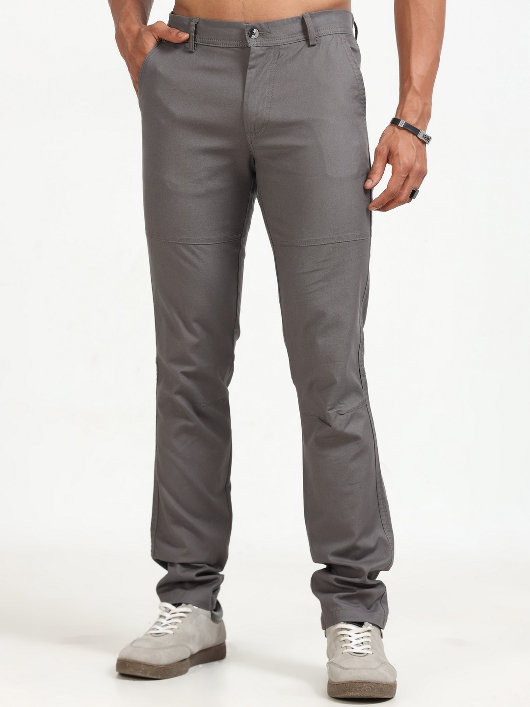 

NEVER NEUD Men Relaxed Popcorn Dobby Cargos Trousers, Grey