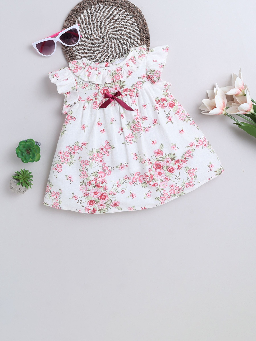 

MANY FROCKS & Floral Print Fit & Flare Dress, Pink