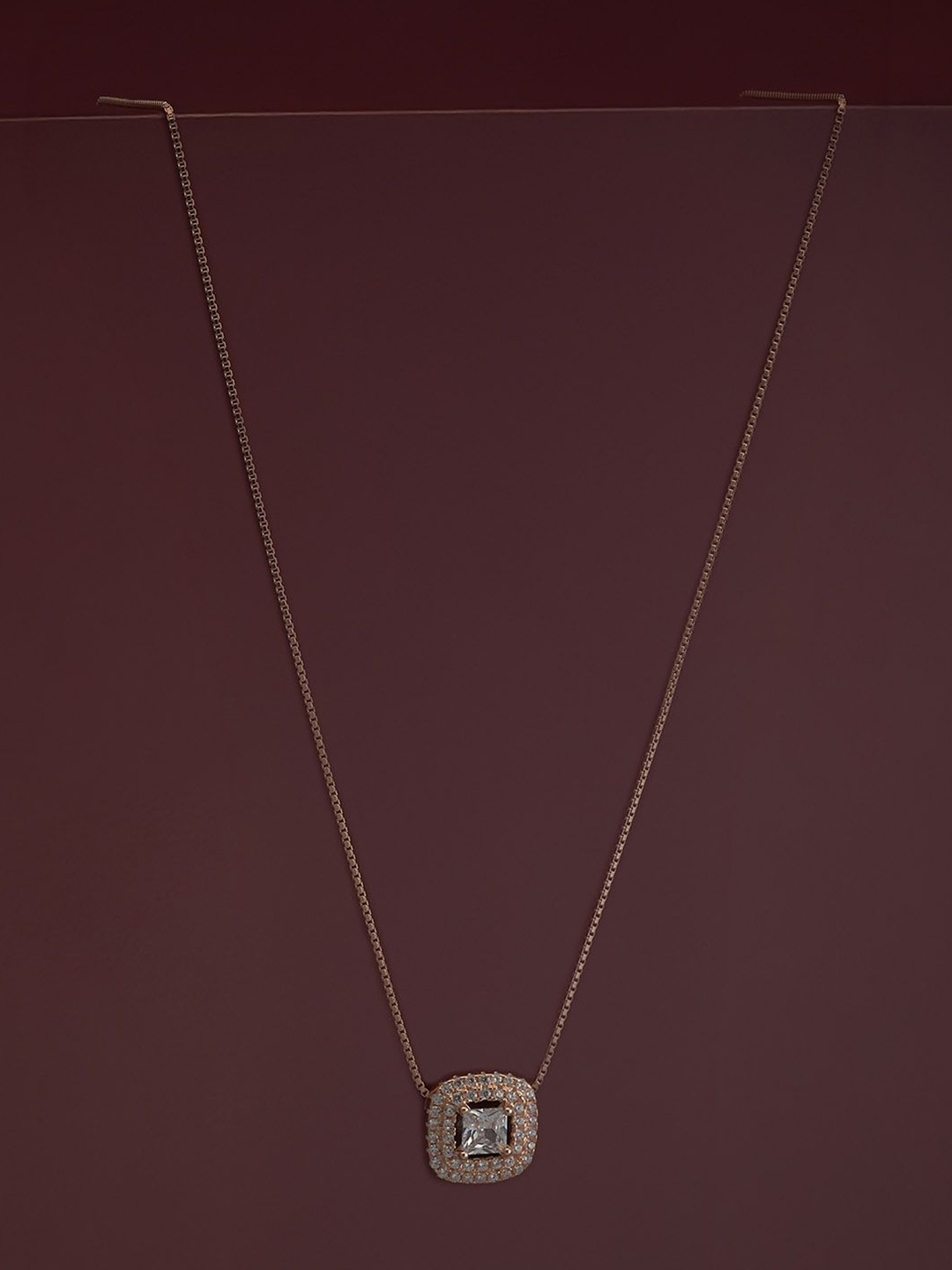 

Kushal's Fashion Jewellery 92.5 Silver Rose Gold Plated Zircon Necklace & Chain
