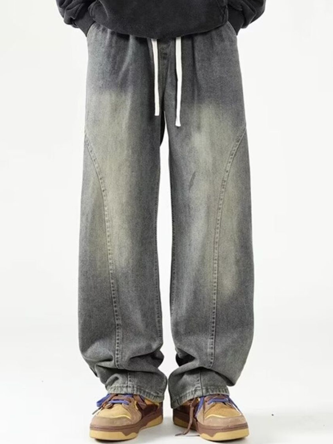 

HERE&NOW Men Straight Fit Light Fade Jeans, Grey