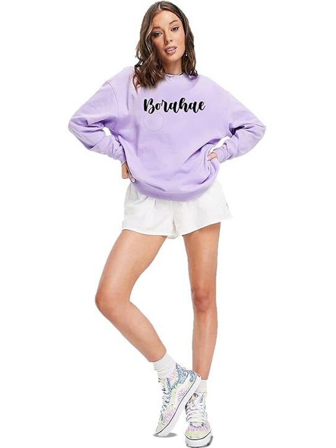 

KASHIAN Women Printed Hooded Sweatshirt, Lavender