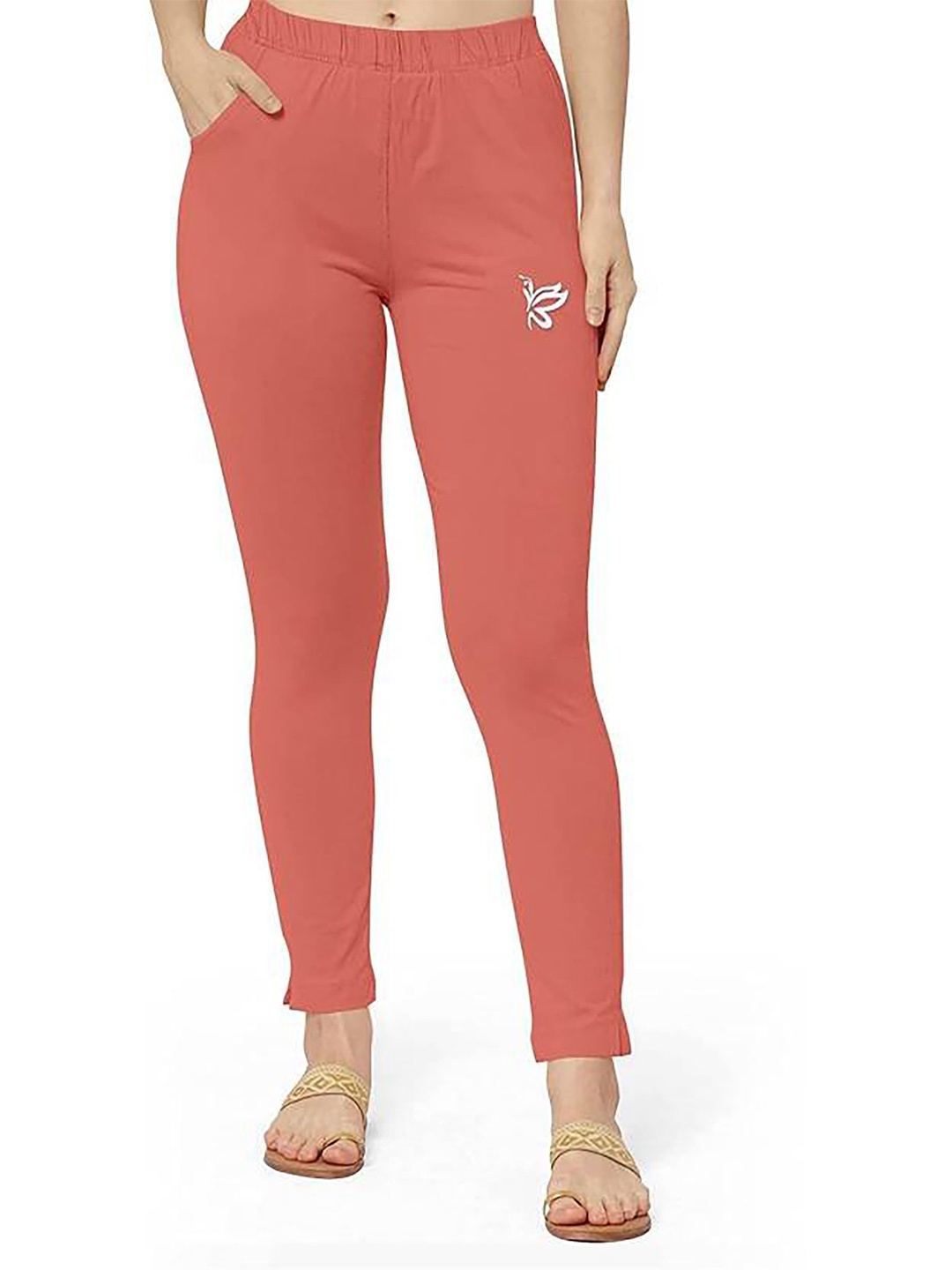 

Ktdd Trading Cotton Slim Fit Ankle Length Leggings, Peach