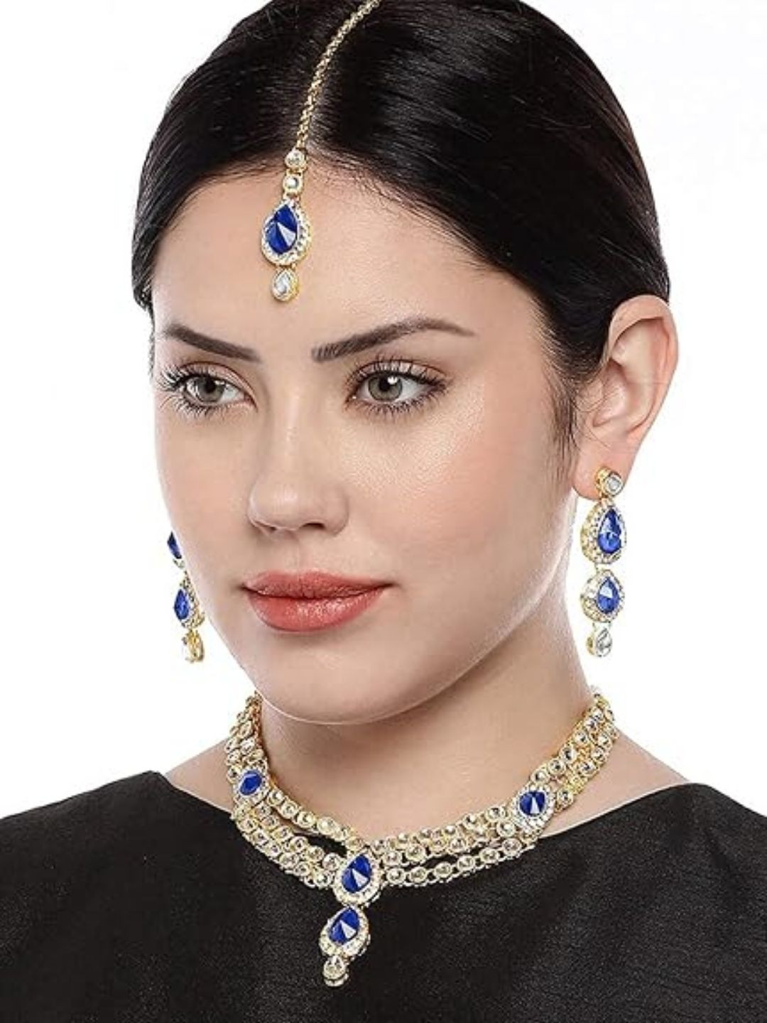 

I Jewels Gold Plated Kundan Stone Studded Jewellery Set