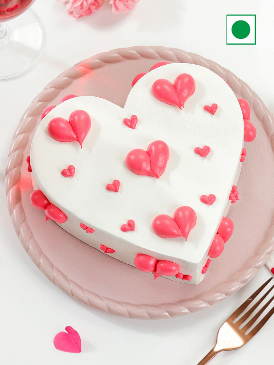 

IGP Pineapple Eggless Heart Shape Cake - 500g, White