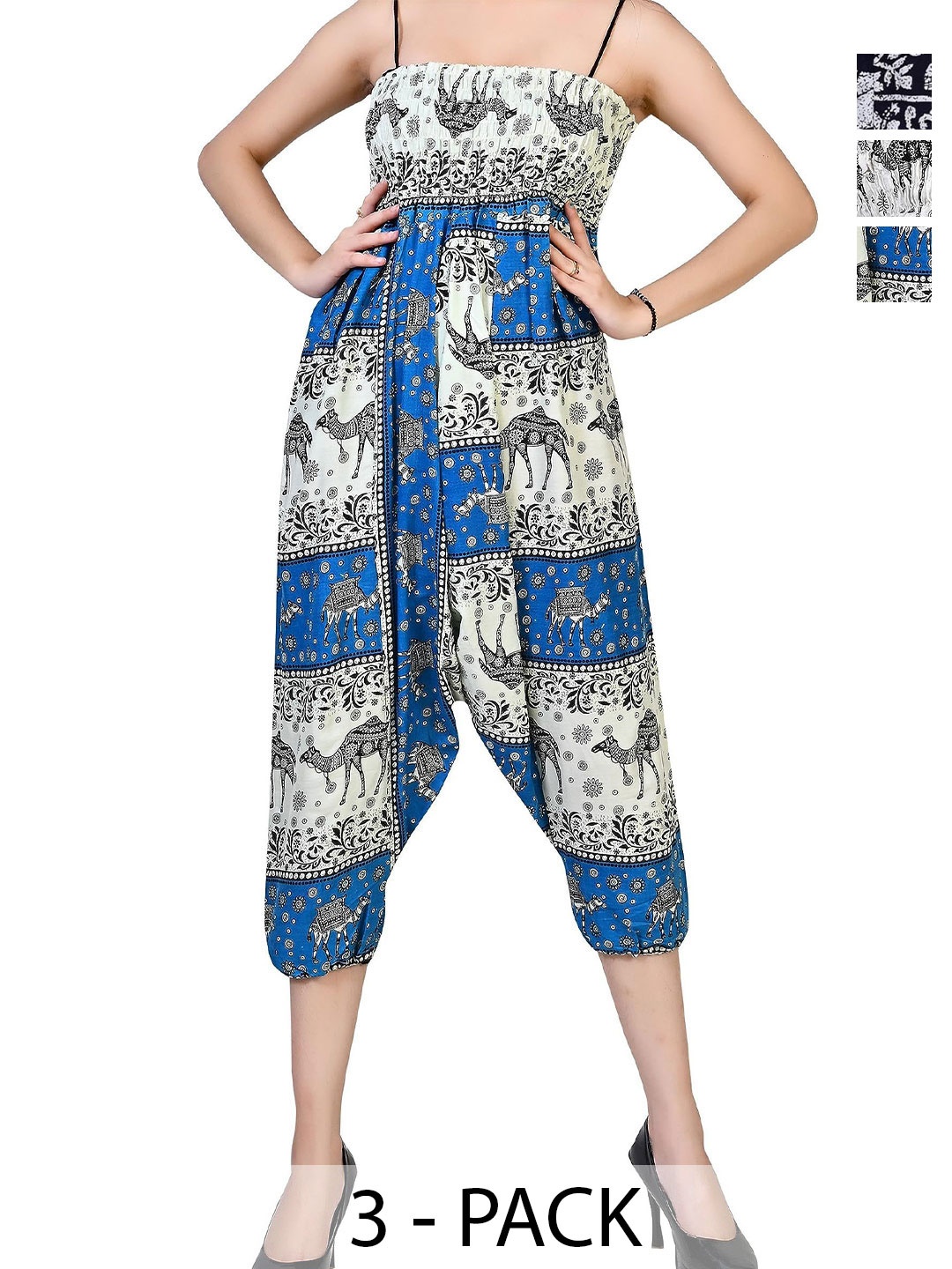 

NarNari Women Pack Of 2 Printed Loose-Fit Harem Pants, Blue