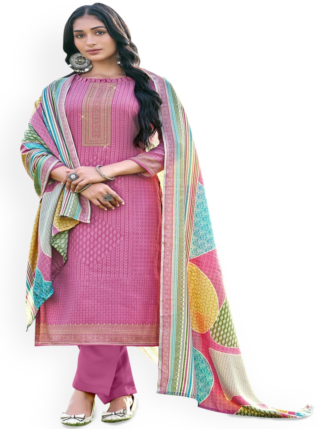 

DRAVINAM Trends Ethnic Motifs Printed Unstitched Dress Material, Yellow