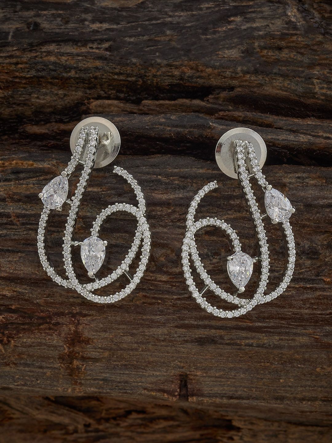 

Kushal's Fashion Jewellery White Geometric Cubic Zircon Studs Earrings