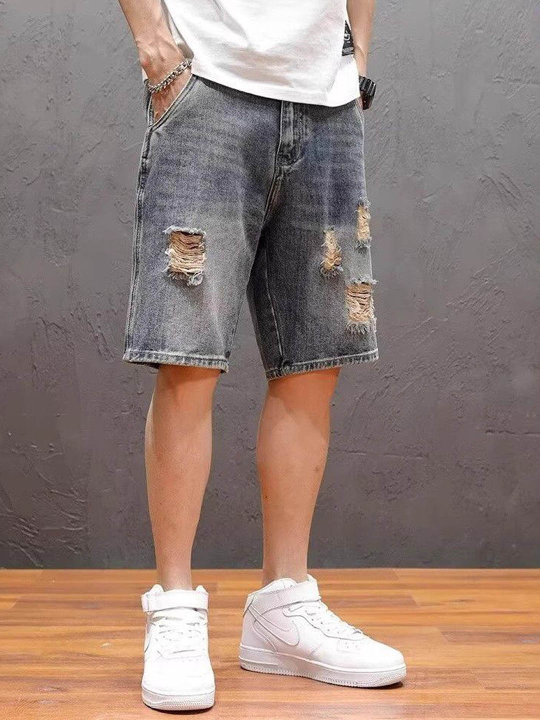 

StyleCast x Revolte Men Skinny Fit Denim Shorts, Blue