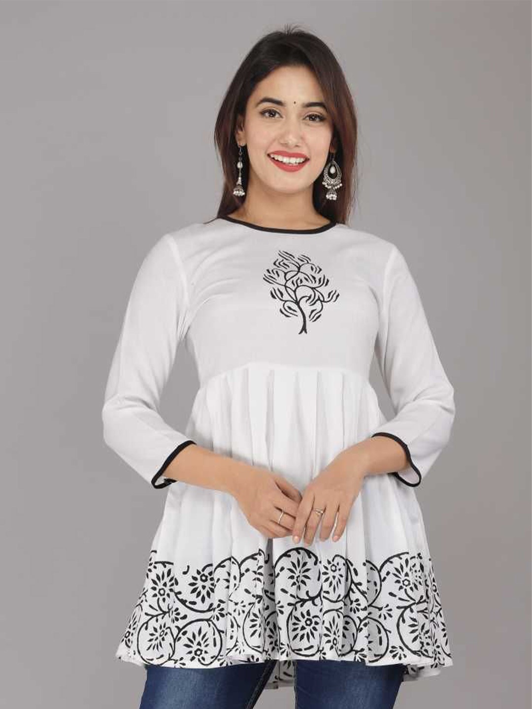 

NeeraFashion Print Top, White