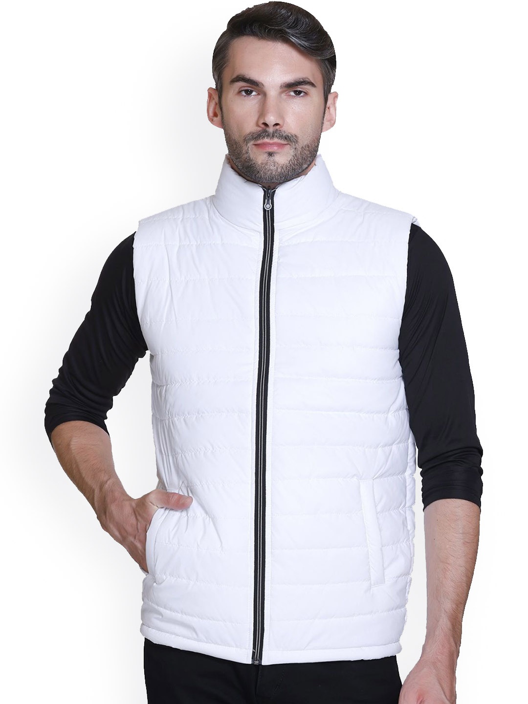 

SANHOK Men Floral Lightweight Padded Jacket, White